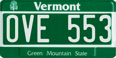 VT license plate OVE553