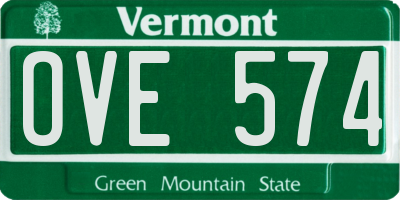 VT license plate OVE574