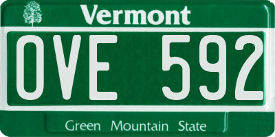 VT license plate OVE592