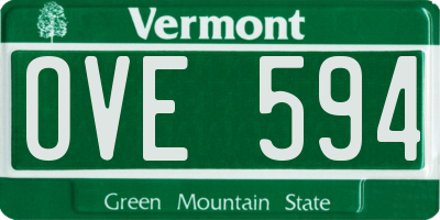 VT license plate OVE594