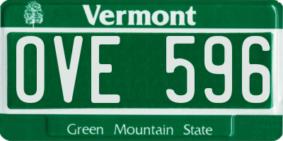VT license plate OVE596