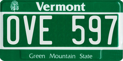 VT license plate OVE597