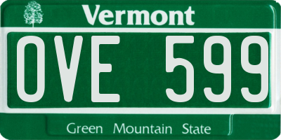 VT license plate OVE599