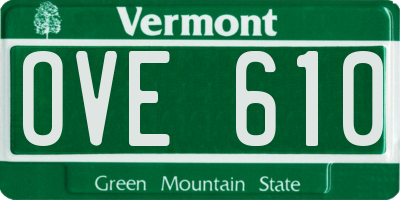 VT license plate OVE610