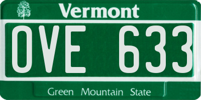 VT license plate OVE633