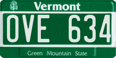 VT license plate OVE634