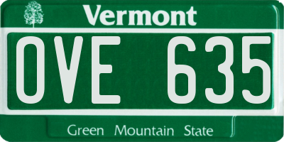 VT license plate OVE635