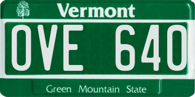 VT license plate OVE640
