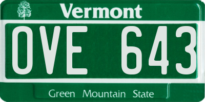 VT license plate OVE643