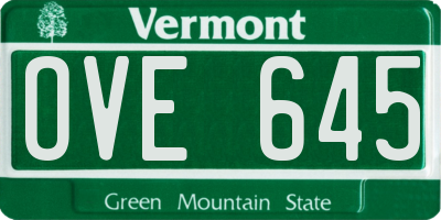 VT license plate OVE645