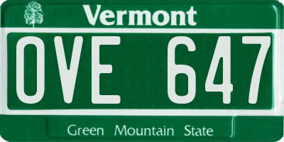 VT license plate OVE647
