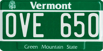 VT license plate OVE650