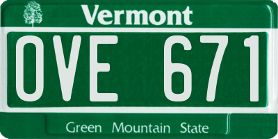 VT license plate OVE671