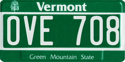 VT license plate OVE708