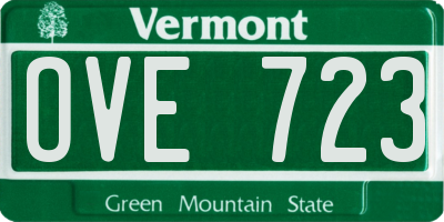 VT license plate OVE723