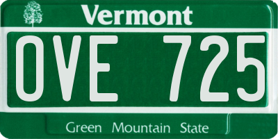 VT license plate OVE725