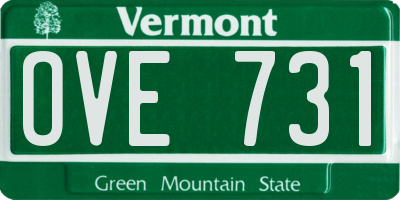 VT license plate OVE731