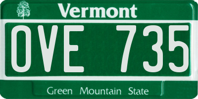 VT license plate OVE735