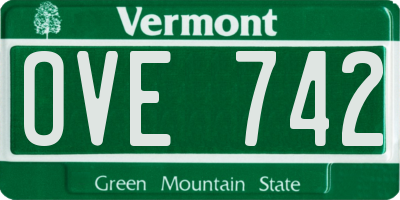 VT license plate OVE742