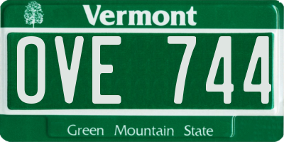 VT license plate OVE744