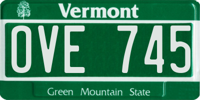 VT license plate OVE745