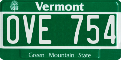 VT license plate OVE754