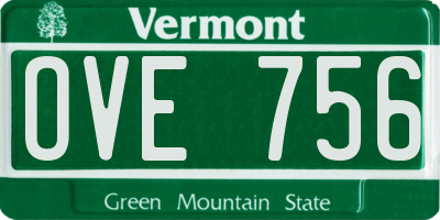 VT license plate OVE756