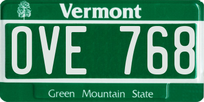 VT license plate OVE768