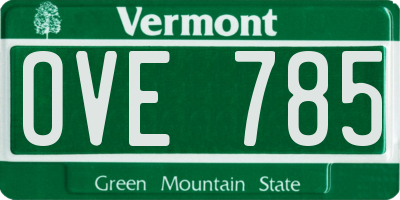 VT license plate OVE785