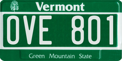 VT license plate OVE801