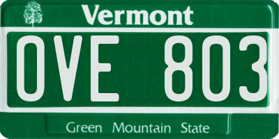 VT license plate OVE803