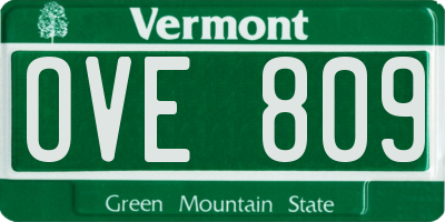 VT license plate OVE809