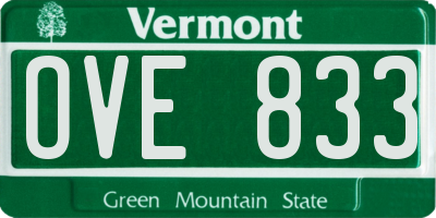 VT license plate OVE833