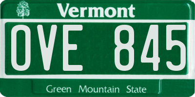 VT license plate OVE845