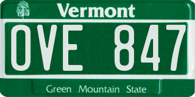 VT license plate OVE847