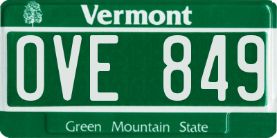 VT license plate OVE849