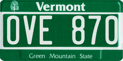 VT license plate OVE870