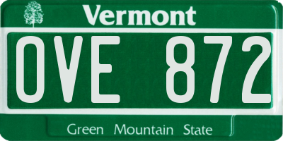 VT license plate OVE872