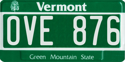 VT license plate OVE876