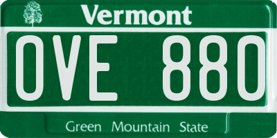 VT license plate OVE880