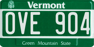 VT license plate OVE904