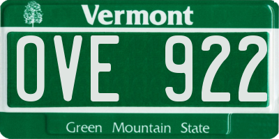 VT license plate OVE922
