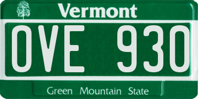 VT license plate OVE930