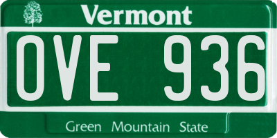 VT license plate OVE936