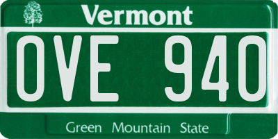 VT license plate OVE940