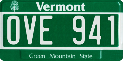 VT license plate OVE941