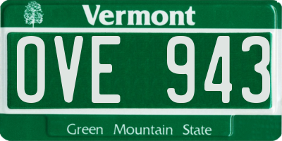 VT license plate OVE943