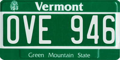 VT license plate OVE946
