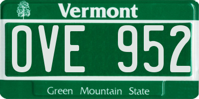 VT license plate OVE952