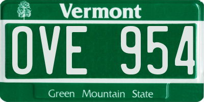 VT license plate OVE954